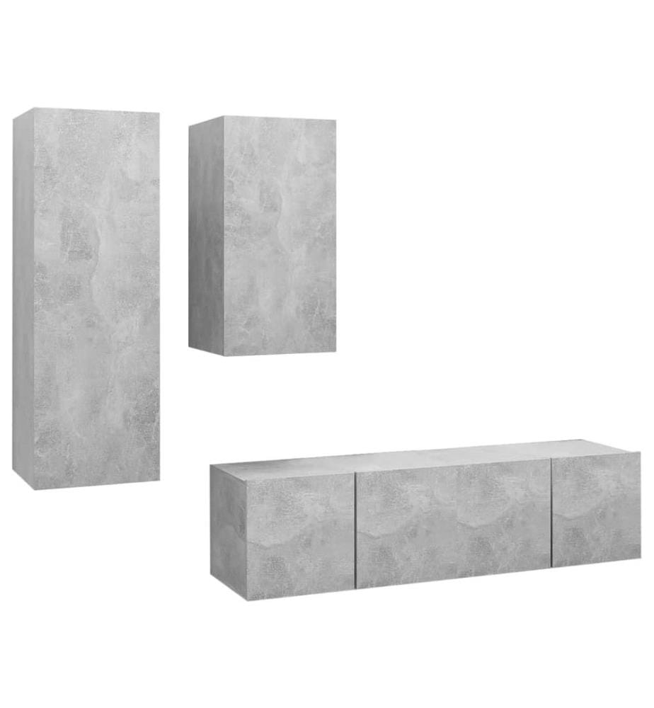 Ensemble de meubles TV 4 pcs Gris béton Bois d'ingénierie