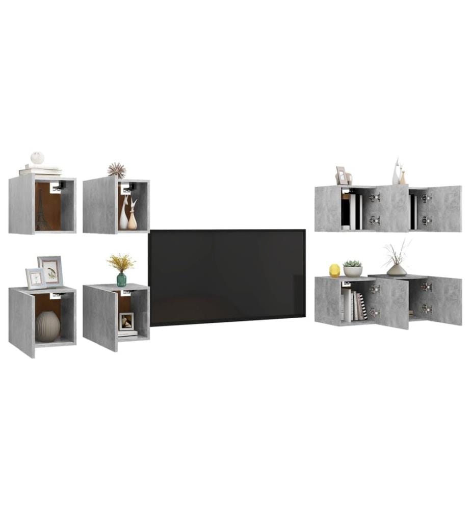 Meubles TV muraux 8 pcs Gris béton 30,5x30x30 cm