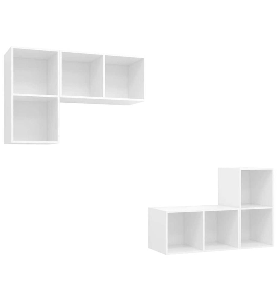Meubles TV muraux 4 pcs Blanc Bois d'ingénierie