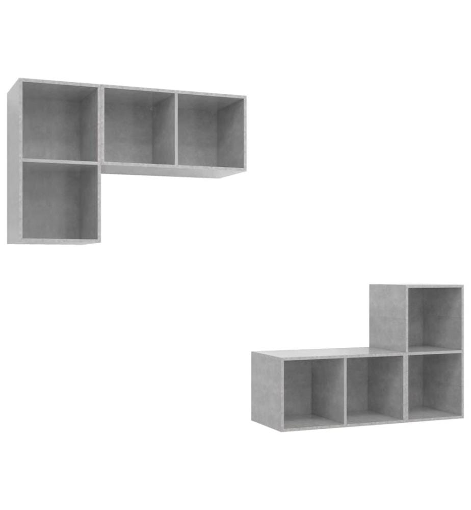 Meubles TV muraux 4 pcs Gris béton Bois d'ingénierie