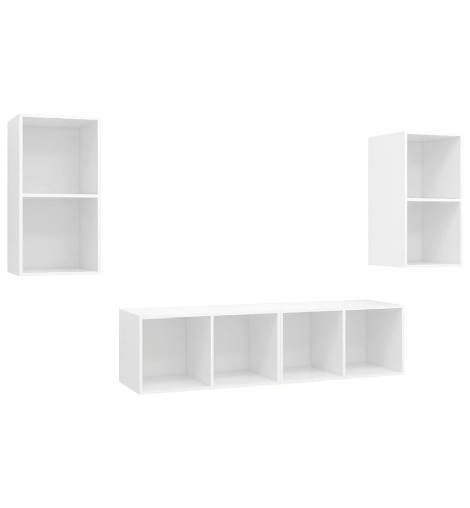 Meubles TV muraux 4 pcs Blanc Bois d'ingénierie