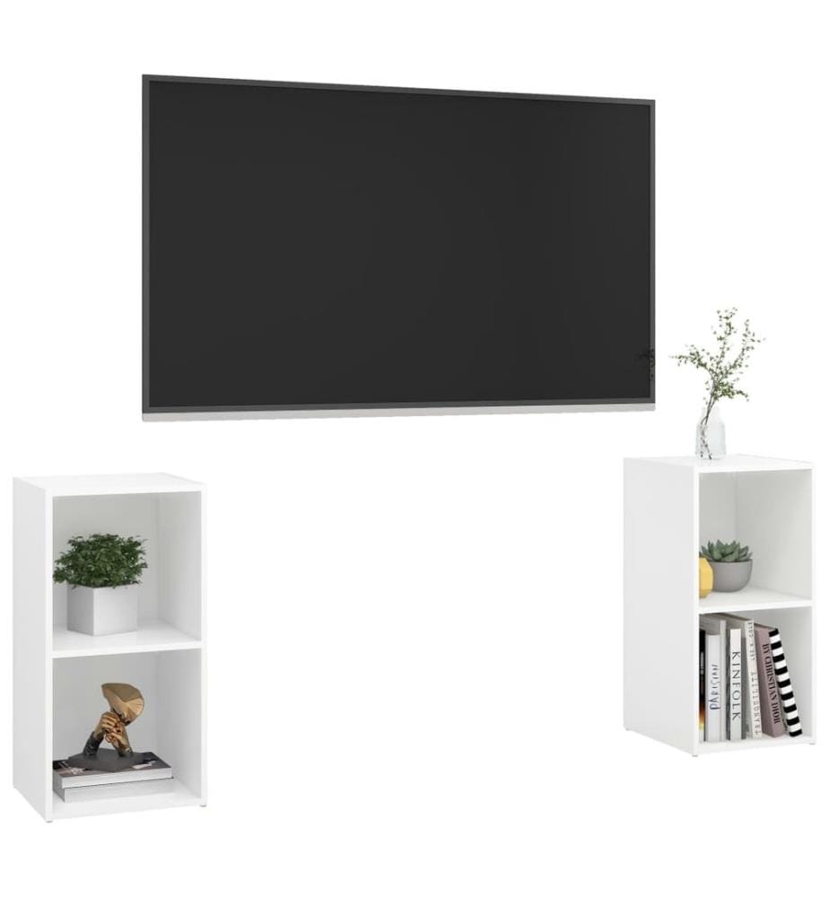 Meubles TV 2 pcs Blanc 72x35x36,5 cm Bois d'ingénierie