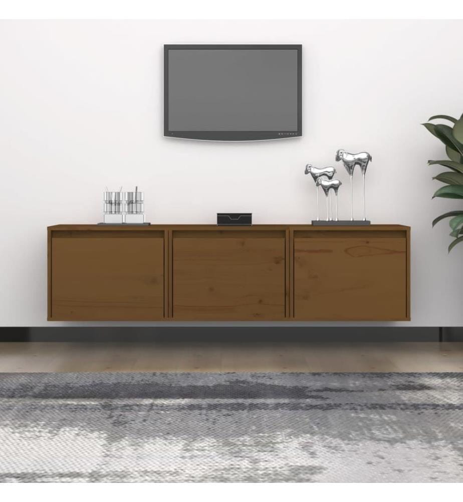 Meubles TV 3 pcs Marron miel Bois massif de pin