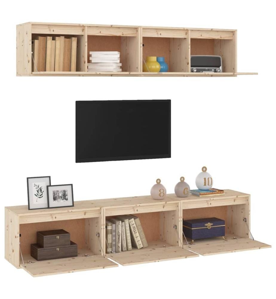 Ensemble de meubles TV 5 pcs bois massif de pin