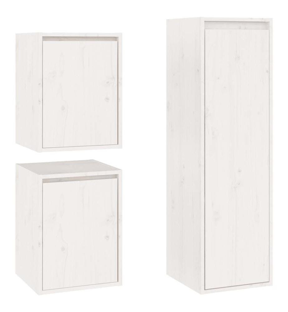 Meubles TV 3 pcs Blanc Bois massif de pin
