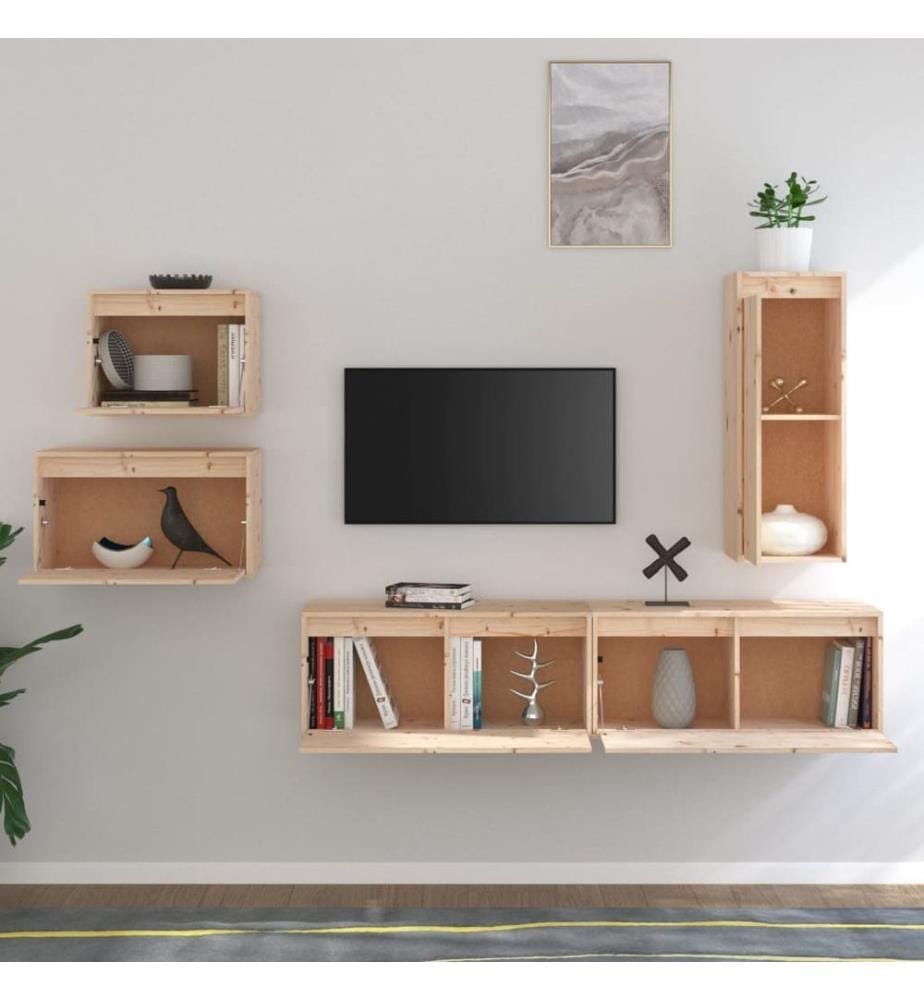 Meubles TV 5 pcs Bois massif de pin