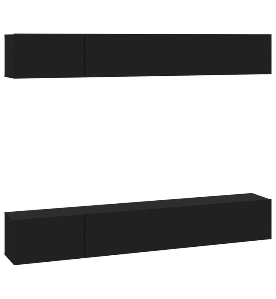 TV-Wandschränke 4 Stk. Schwarz 100x30x30 cm