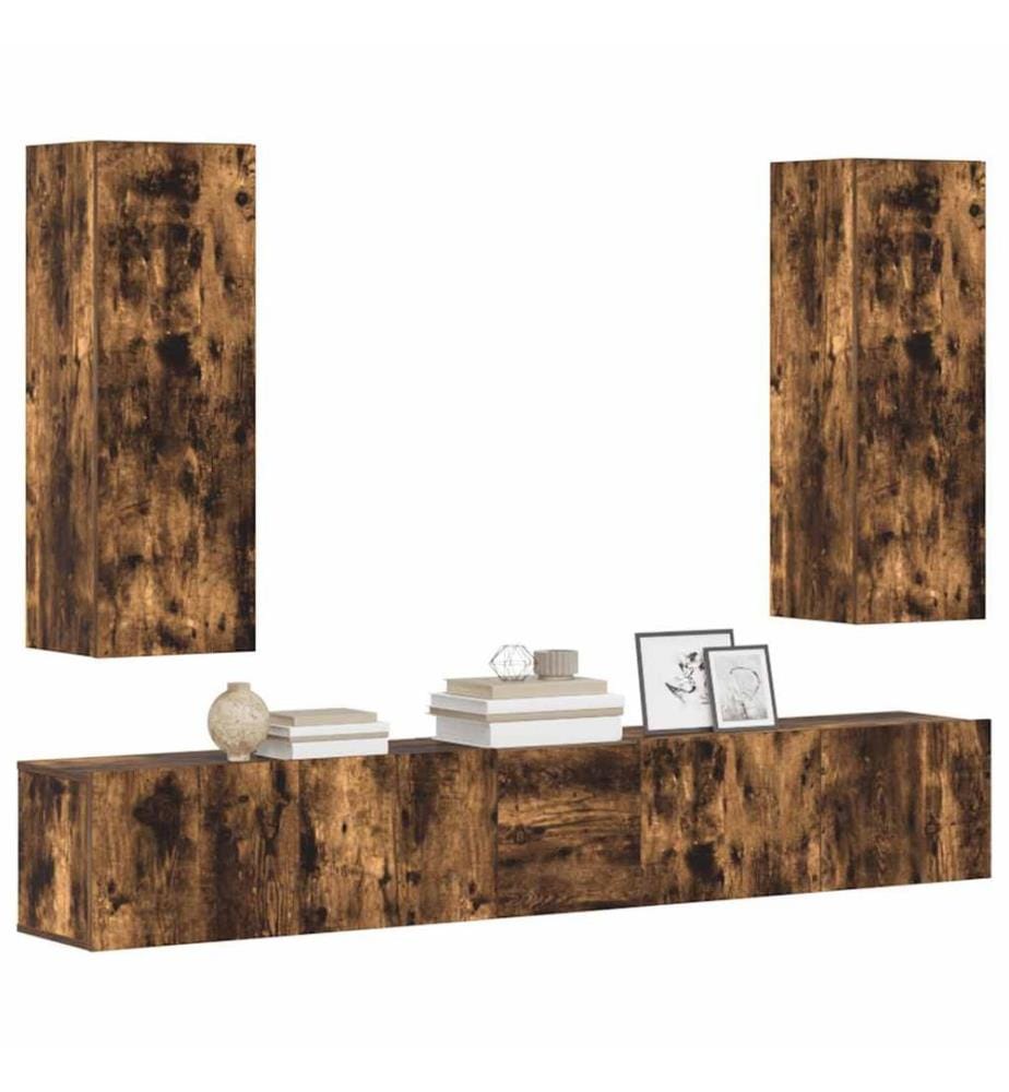 Ensemble de meubles TV 5 pcs Chêne fumé Bois d'ingénierie