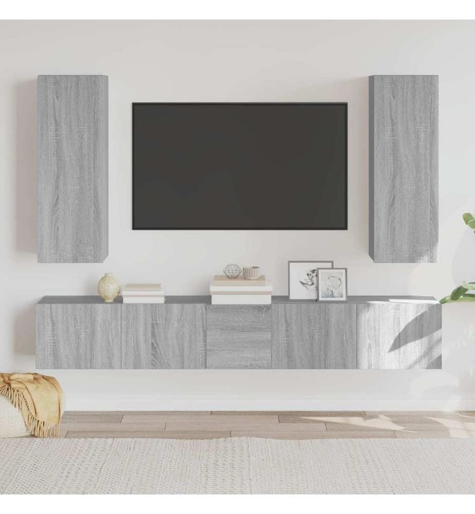Ensemble de meubles TV 5 pcs Sonoma gris Bois d'ingénierie
