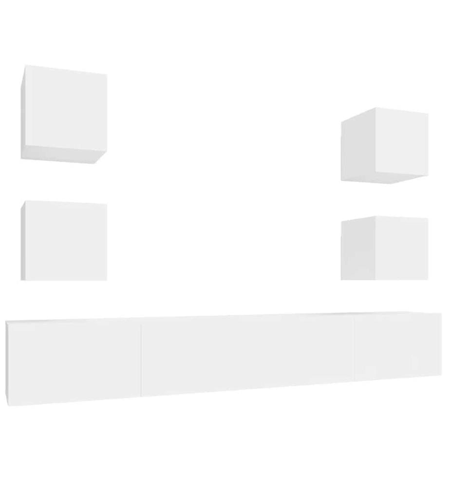 Ensemble de meubles TV 6 pcs Blanc Bois d'ingénierie