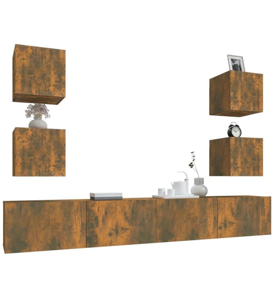 Ensemble de meubles TV 6 pcs Chêne fumé Bois d'ingénierie