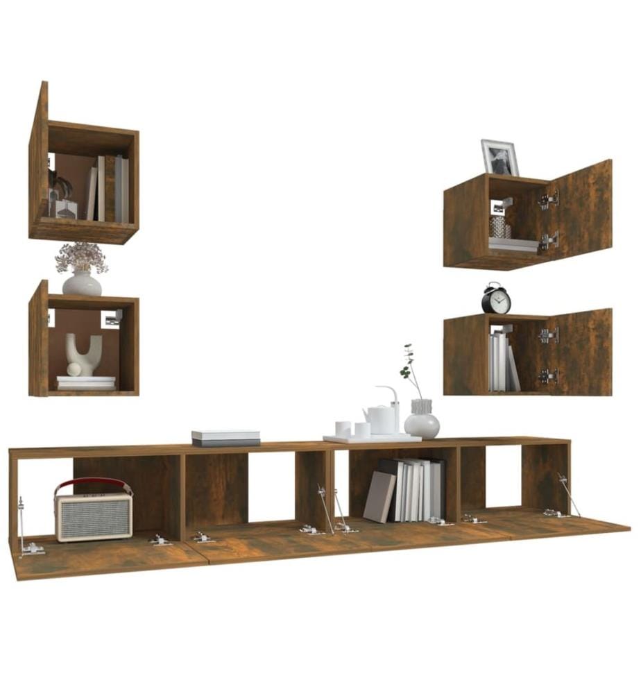 Ensemble de meubles TV 6 pcs Chêne fumé Bois d'ingénierie