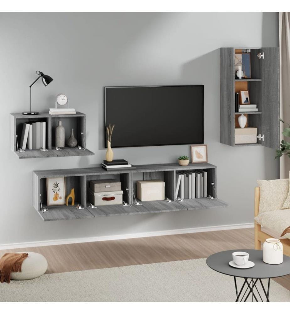 Ensemble de meubles TV 4 pcs Sonoma gris Bois d'ingénierie