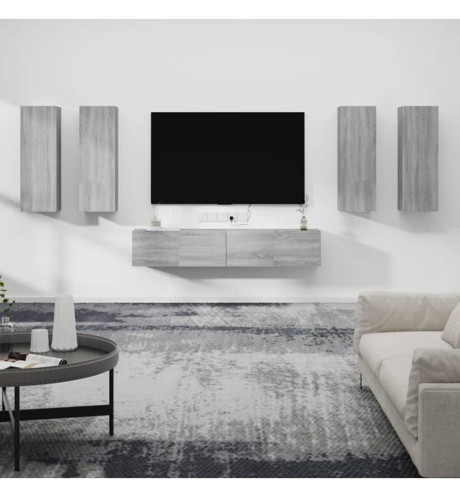 Ensemble de meubles TV 6 pcs Sonoma gris Bois d'ingénierie