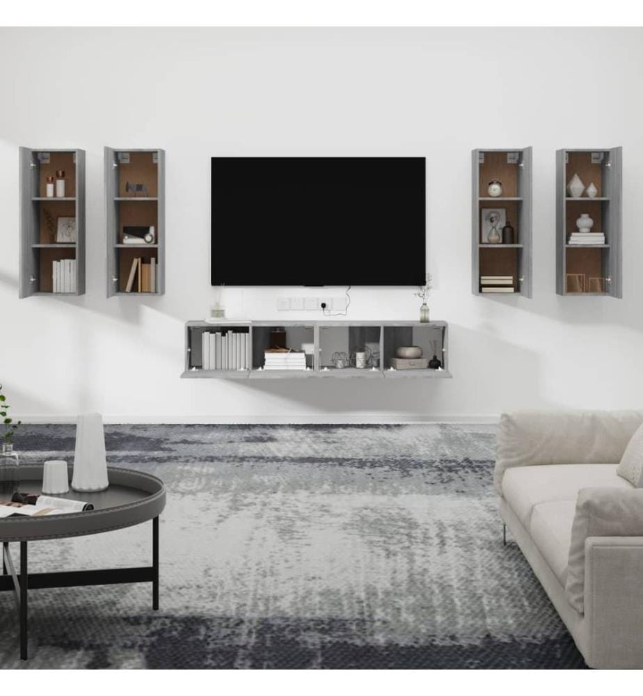 Ensemble de meubles TV 6 pcs Sonoma gris Bois d'ingénierie