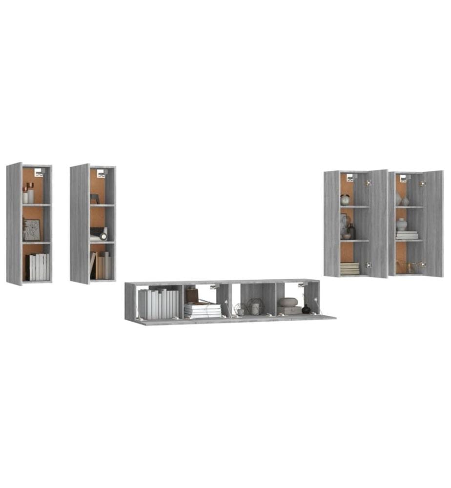 Ensemble de meubles TV 6 pcs Sonoma gris Bois d'ingénierie