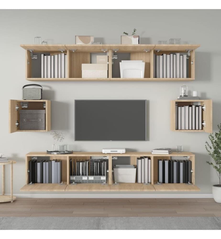 6-tlg. TV-Schrank-Set Sonoma-Eiche Holzwerkstoff