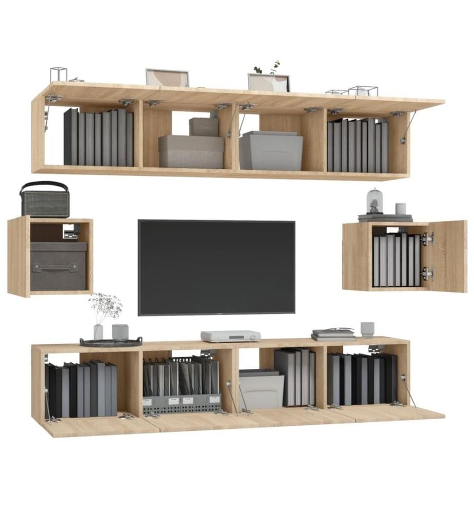 6-tlg. TV-Schrank-Set Sonoma-Eiche Holzwerkstoff