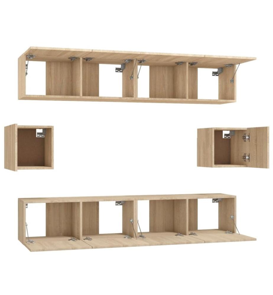 6-tlg. TV-Schrank-Set Sonoma-Eiche Holzwerkstoff
