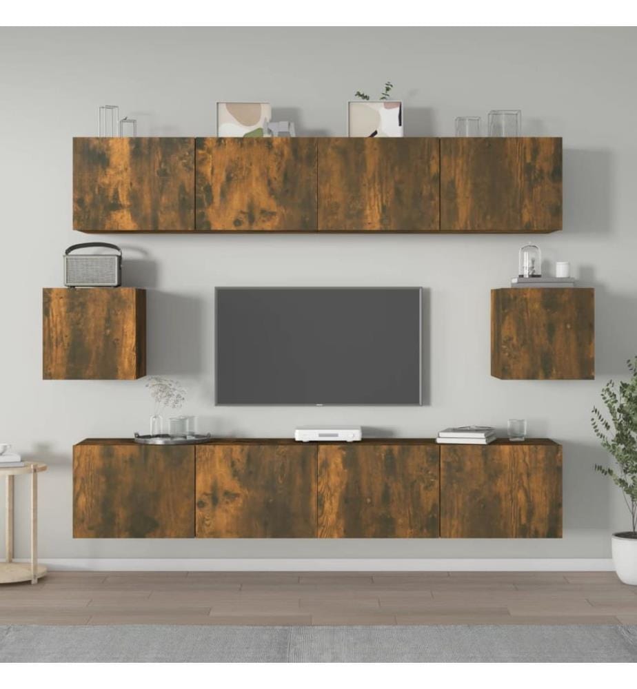 Ensemble de meubles TV 6 pcs Chêne fumé Bois d'ingénierie