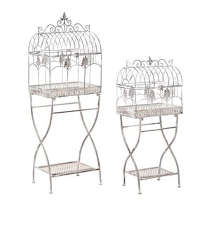 Set of 2 Shelving Units SICILY Metal 43/37 cm 30/27 cm Grey