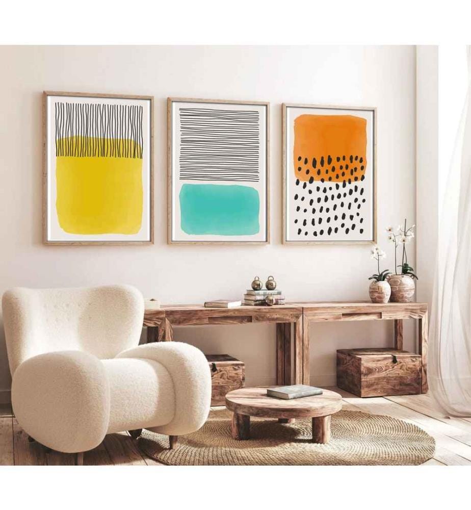 Tableau décoratif encadré en MDF, 3 pièces, mult… | DeinDeal