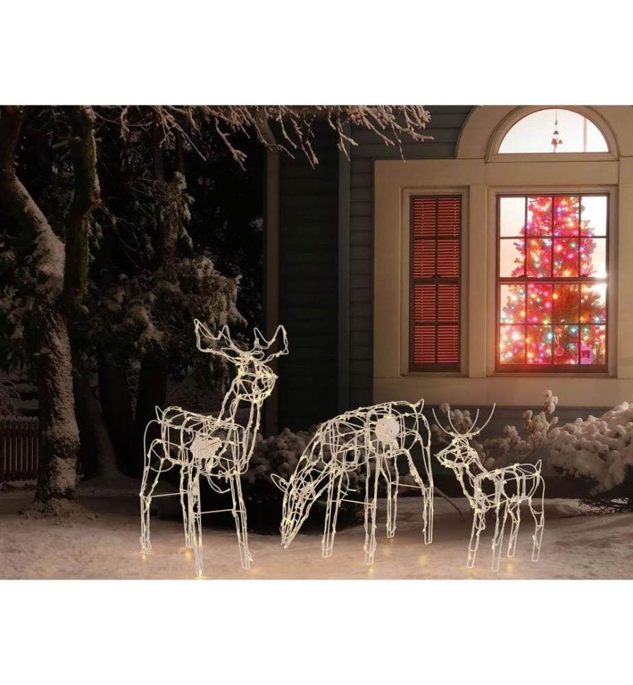 Décoration extérieure LED MIKKELI Renne animé 76/47/52 cm Blanc