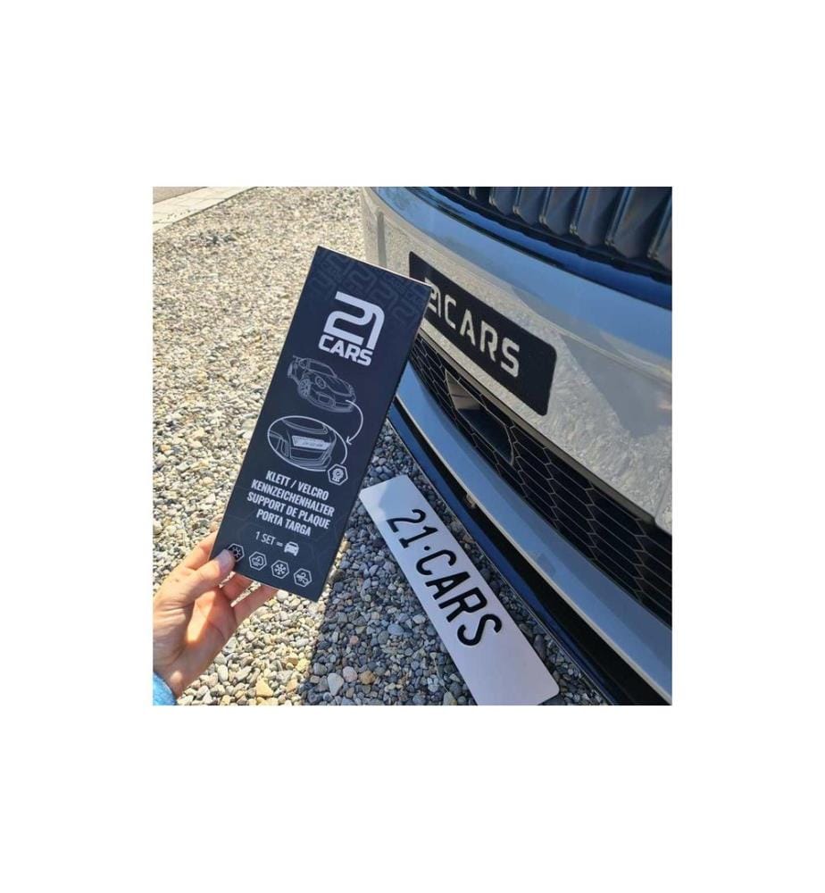21CARS - Kit de support de plaque d'immatriculation Velcro