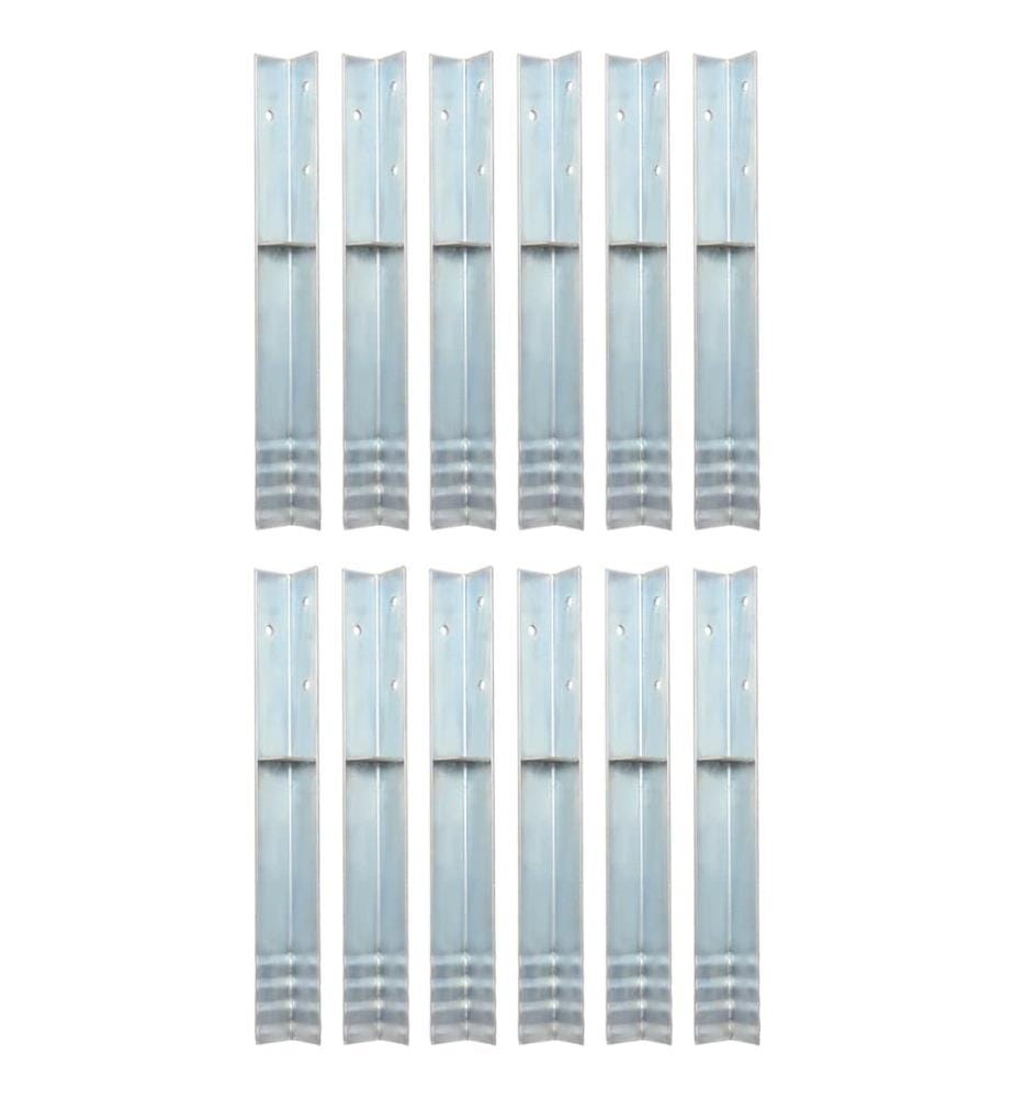 Piquet de sol en forme de L 12 pcs Acier galvanisé 5 x 5 x 50cm