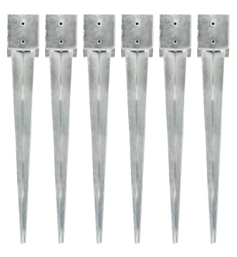 Erdspiesse 6 Stk. Silbern 12×12×89 cm Verzinkter Stahl