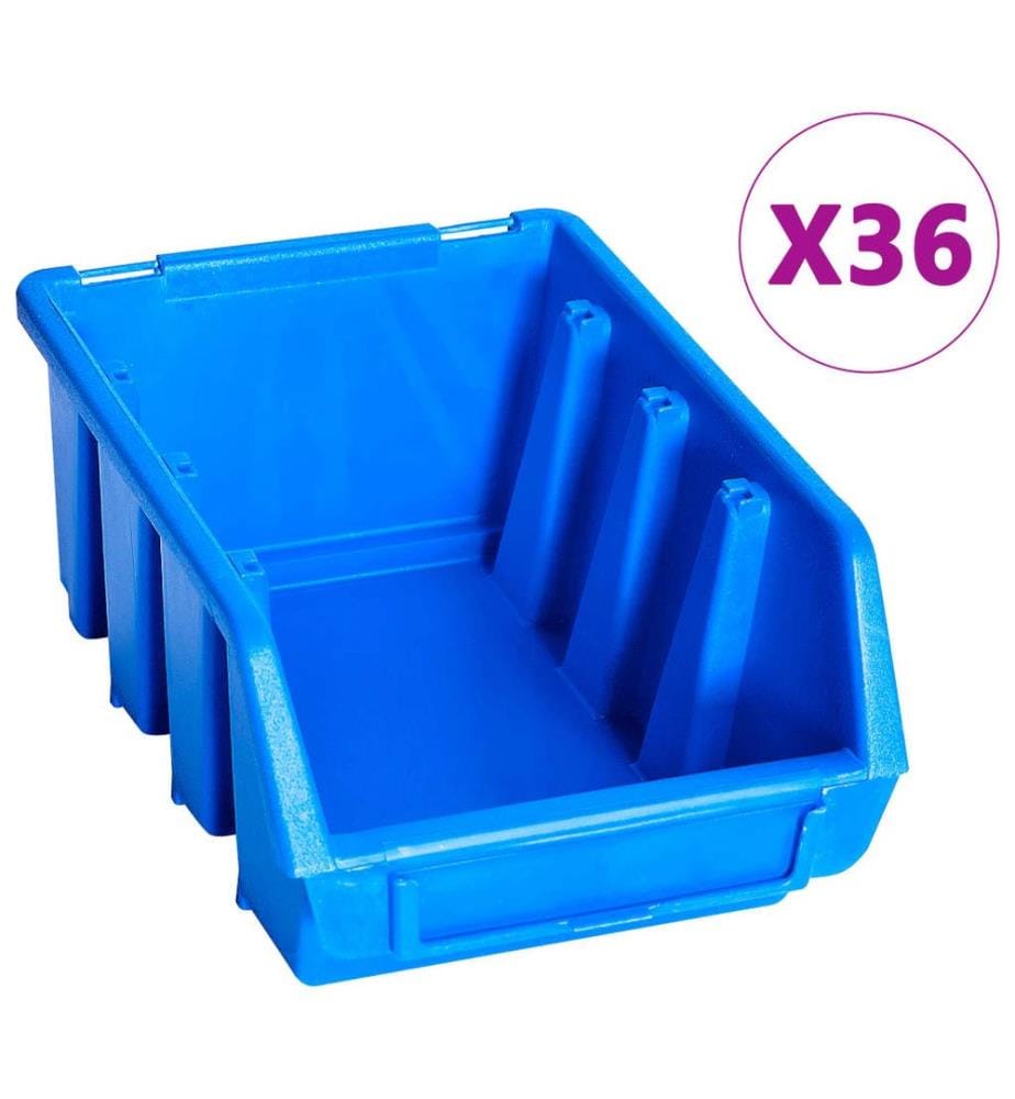 Kit de bacs de stockage avec panneaux muraux 96 pcs Bleu
