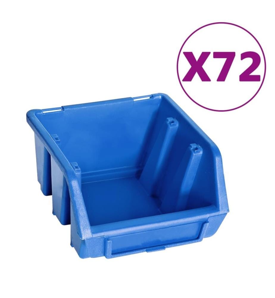 128-tlg. Behälter-Set für Kleinteile mit Wandplatten Blau