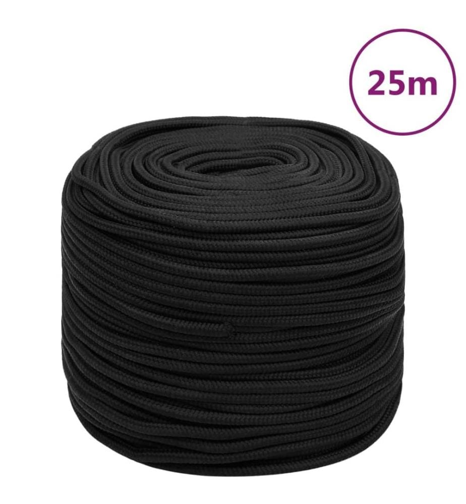 Corde de bateau Noir complet 6 mm 25 m Polypropylène