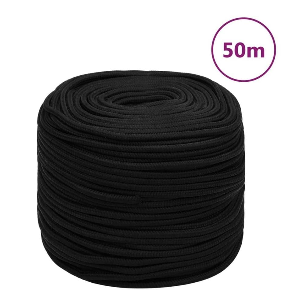 Corde de travail Noir 10 mm 50 m Polyester