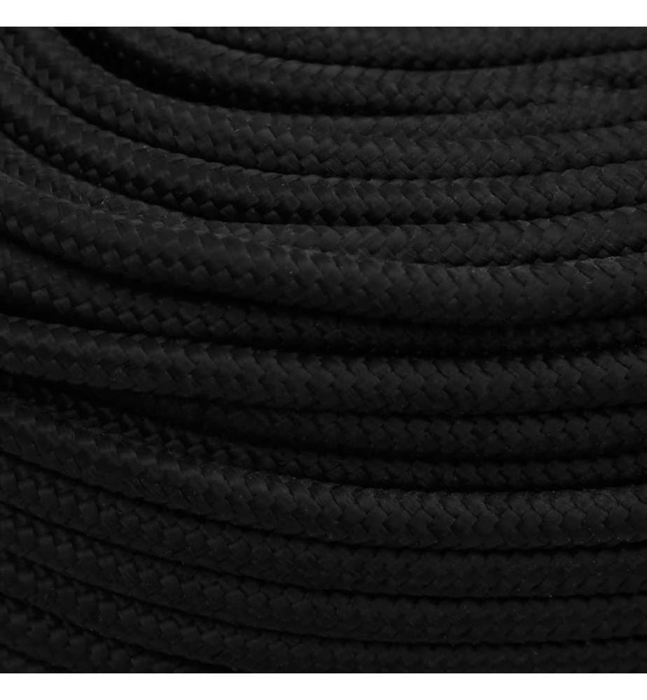 Corde de travail Noir 10 mm 50 m Polyester