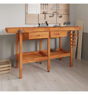 Werkbank mit Schubladen Schraubstöcken 162x62x83 cm Akazienholz