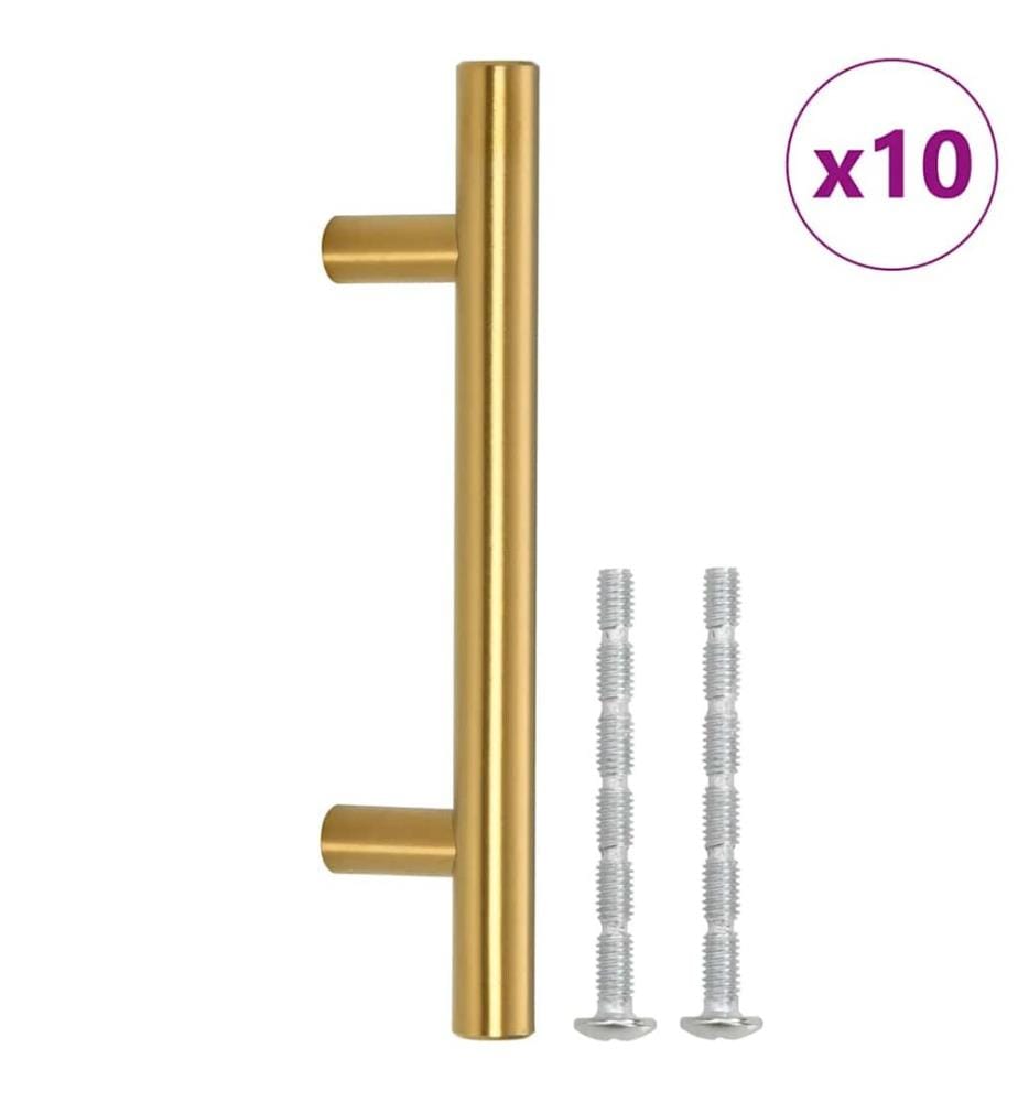 Möbelgriffe 10 Stk. Golden 64 mm Edelstahl