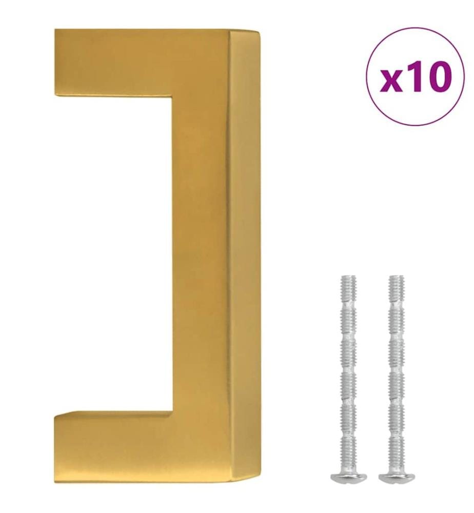Möbelgriffe 10 Stk. Golden 64 mm Edelstahl