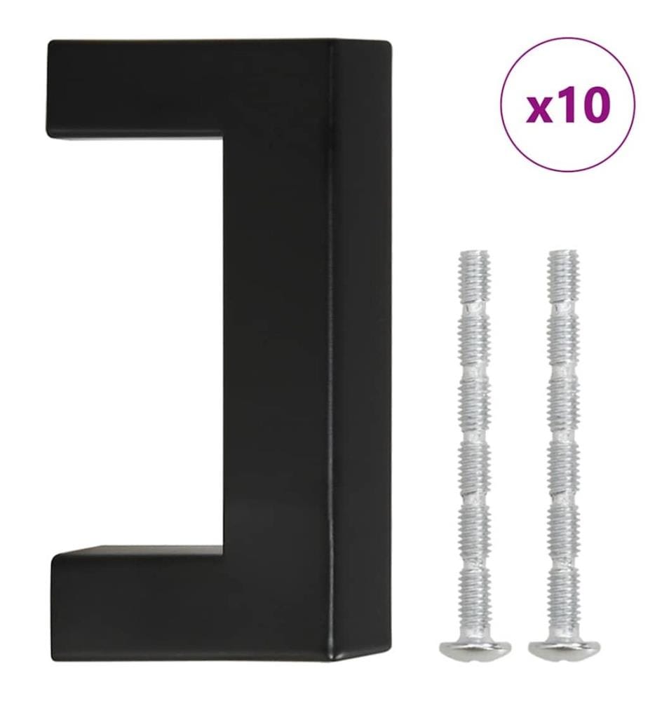 Möbelgriffe 10 Stk. Schwarz 64 mm Edelstahl