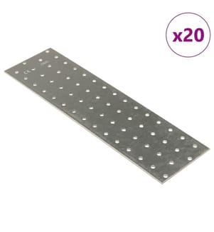 Plaques perforées 20 pcs 2 mm 300x80 mm acier galvanisé