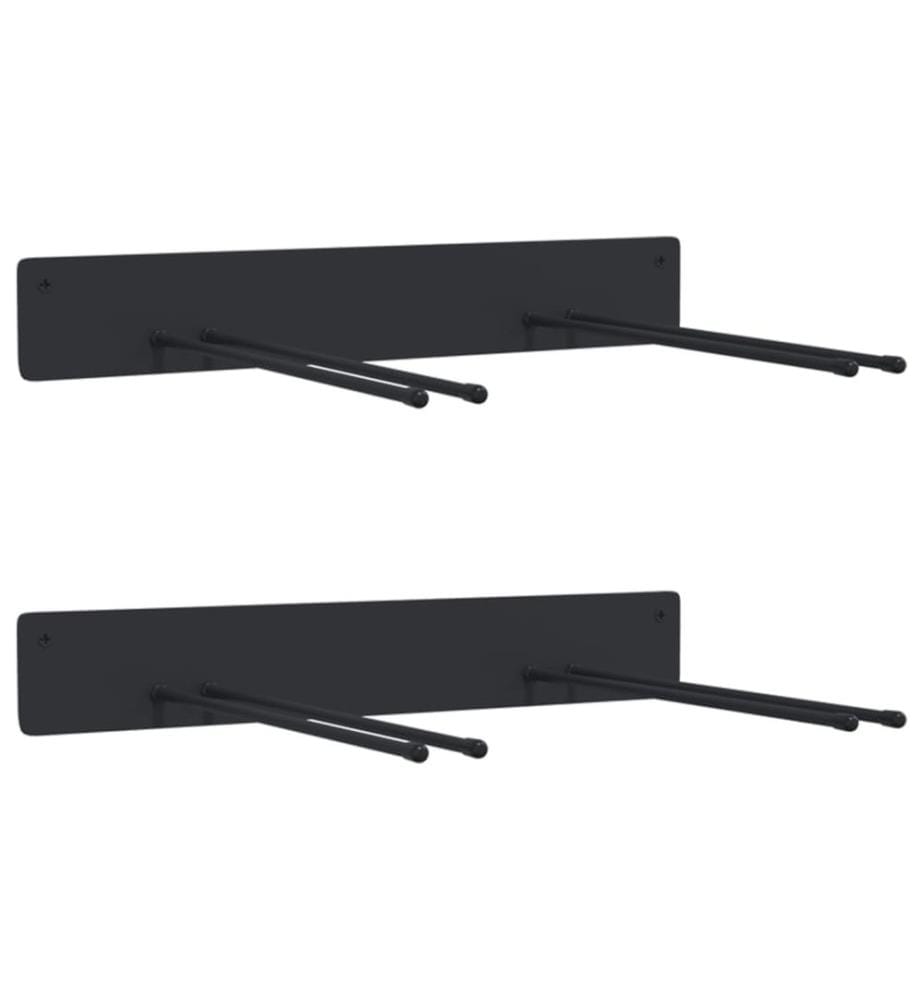 Supports muraux pour outils de jardin 2 pcs noir acier