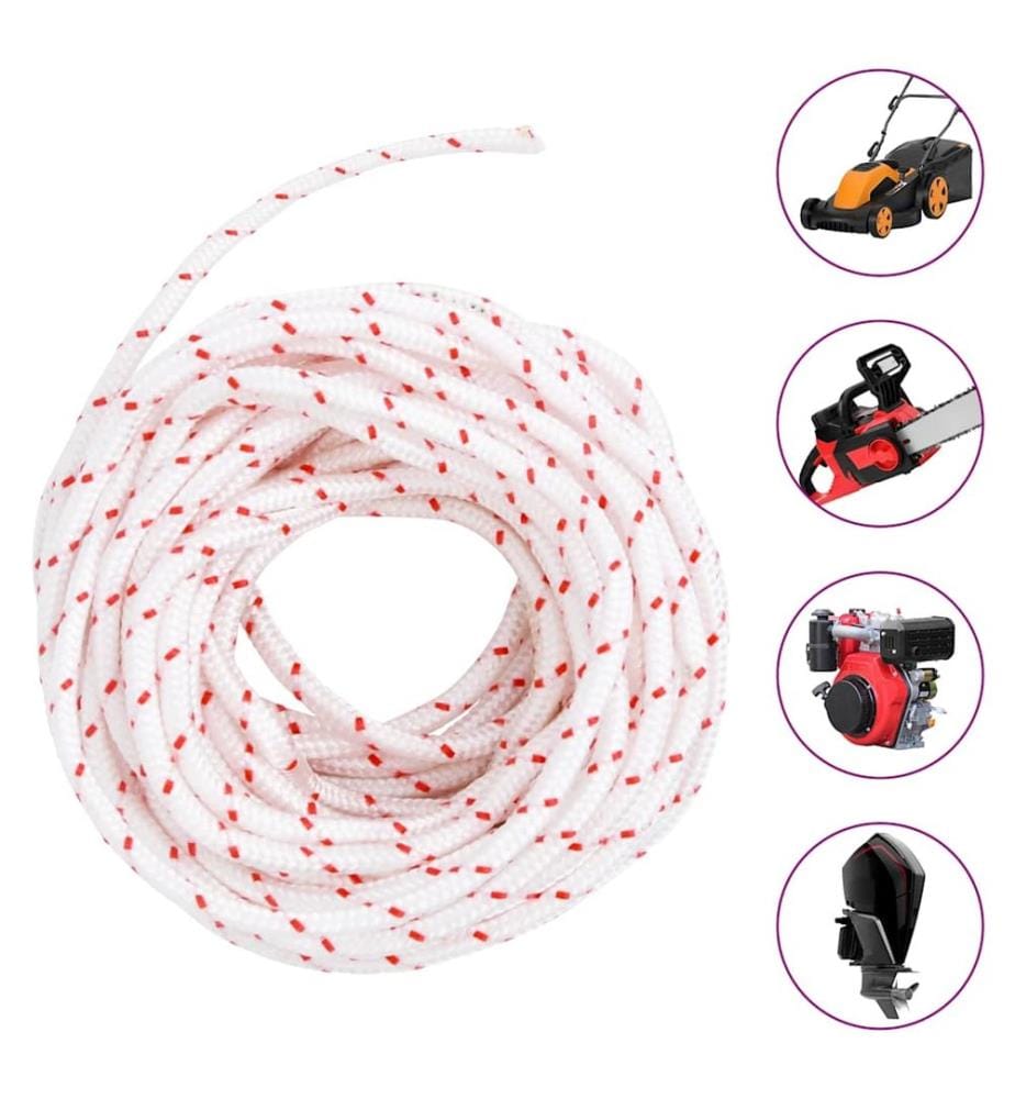 Cordon de démarrage à tirer blanc et rouge Ø5 mm 10 m nylon