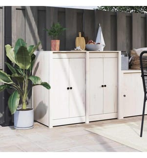 Türen für Outdoor-Küche 2 Stk. Weiss 50x9x82cm Massivholz Kiefer