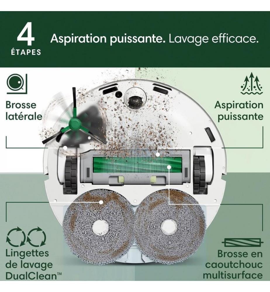 Robot Aspirateur et Laveur Roomba Plus 405 Combo + Station AutoWash - Blanc