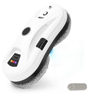 Robot window cleaner, edge detection, intelligent Navigation, remote control, 5600 Pa suction, for smooth Surfaces, automatic spraying - White