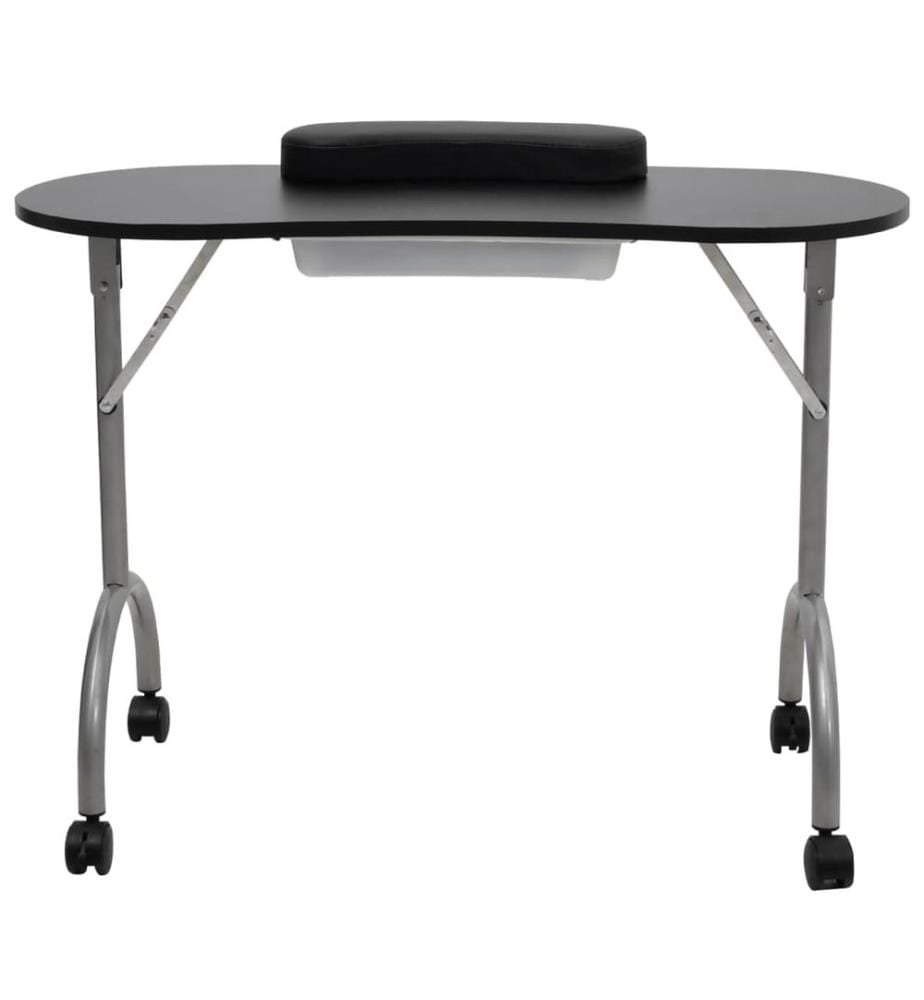 Table à manucure pliable avec roulettes Noir
