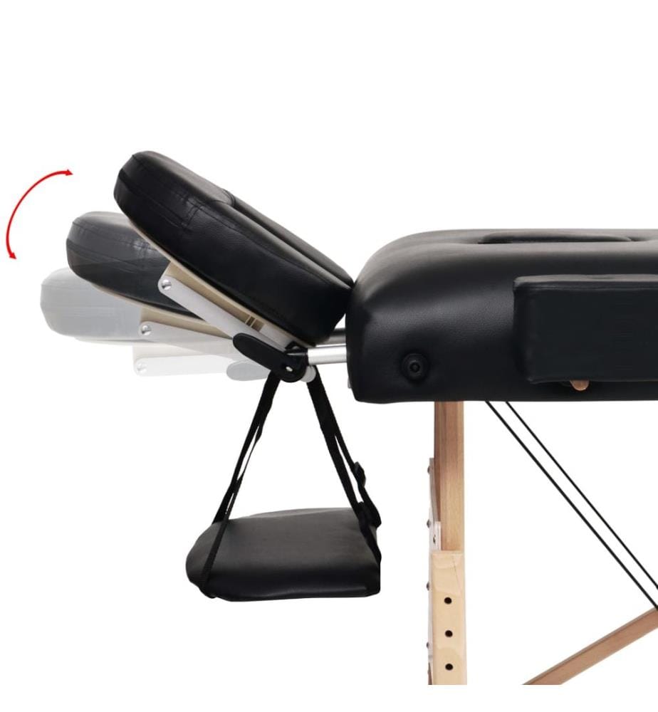 Massageliege 2-Zonen Klappbar 10 cm Sitz Schwarz