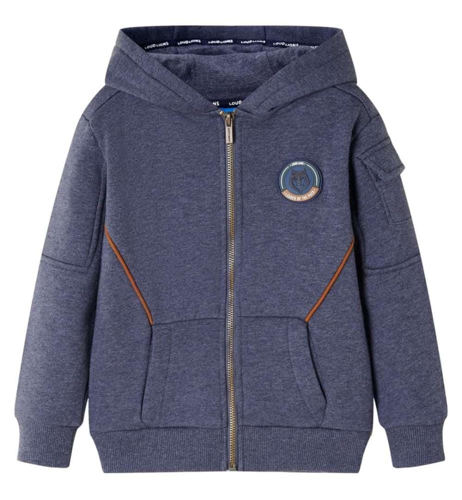 Kinder-Kapuzenpullover mit Reissverschluss Dunkelblau Melange 128