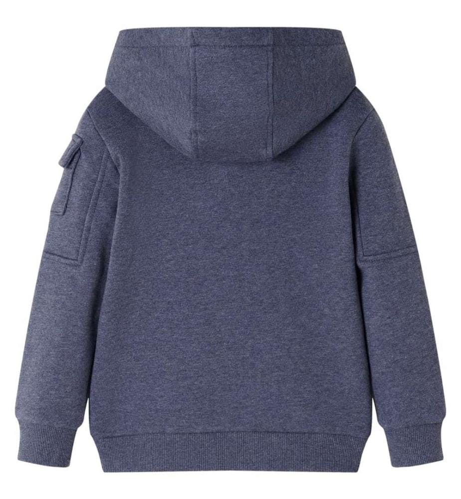 Kinder-Kapuzenpullover mit Reissverschluss Dunkelblau Melange 128