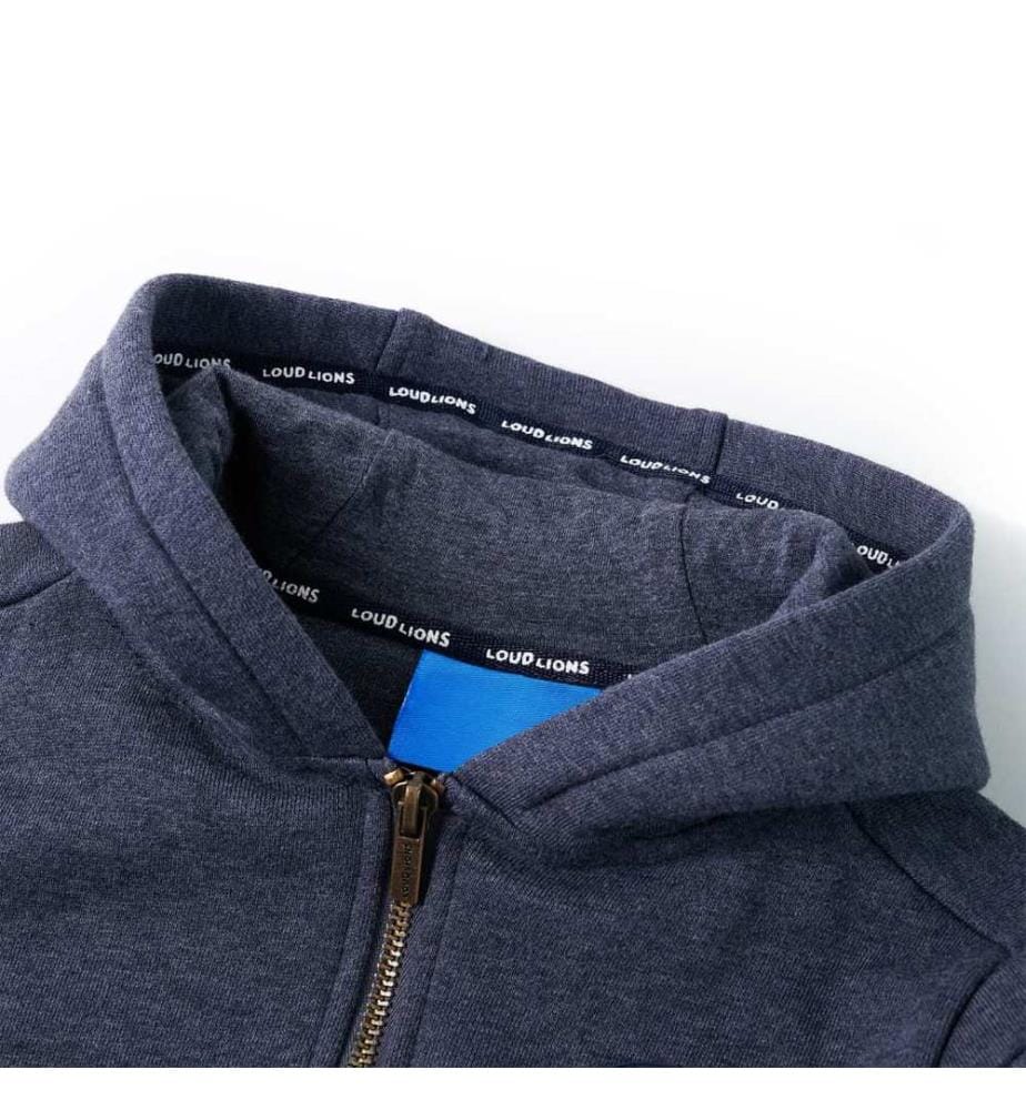 Kinder-Kapuzenpullover mit Reissverschluss Dunkelblau Melange 128